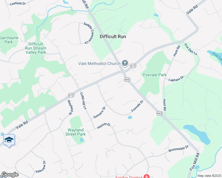 map of restaurants, bars, coffee shops, grocery stores, and more near 11700 Foxvale Court in Oakton