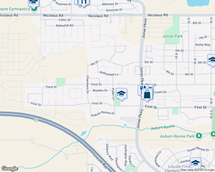 map of restaurants, bars, coffee shops, grocery stores, and more near 2115 3rd Street in Lincoln