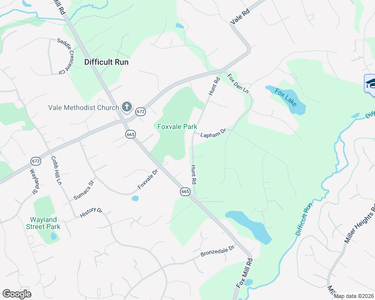 map of restaurants, bars, coffee shops, grocery stores, and more near 3108 Hunt Road in Oakton