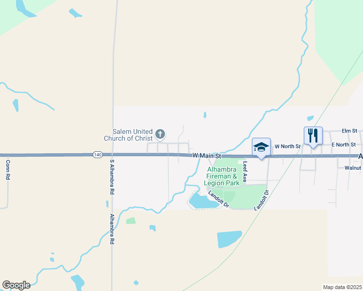 map of restaurants, bars, coffee shops, grocery stores, and more near 910 West North Street in Alhambra
