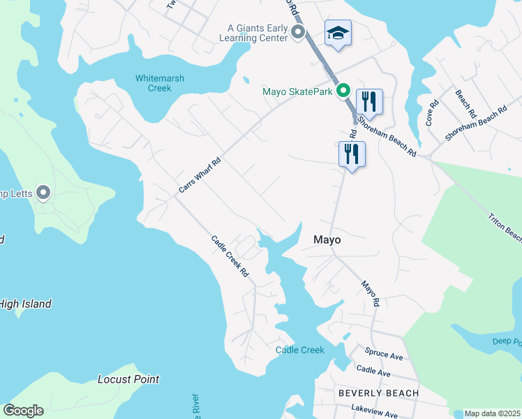 map of restaurants, bars, coffee shops, grocery stores, and more near 4194 Carrs Ridge Road in Edgewater