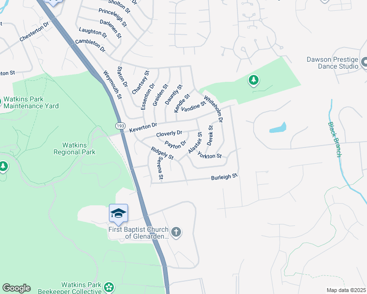 map of restaurants, bars, coffee shops, grocery stores, and more near 13021 Payton Drive in Upper Marlboro