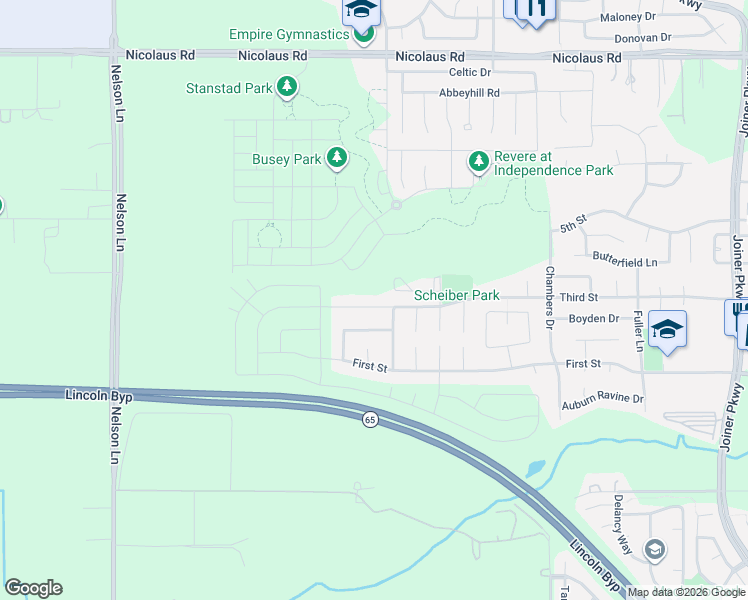map of restaurants, bars, coffee shops, grocery stores, and more near 2620 3rd St in Lincoln