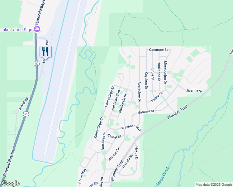 map of restaurants, bars, coffee shops, grocery stores, and more near 974 Washoan Boulevard in South Lake Tahoe