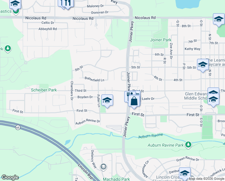 map of restaurants, bars, coffee shops, grocery stores, and more near 3rd Street & Ragsdale Court in Lincoln