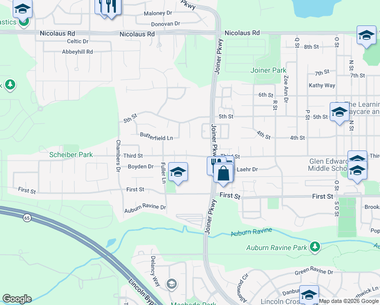 map of restaurants, bars, coffee shops, grocery stores, and more near 315 Ragsdale Court in Lincoln