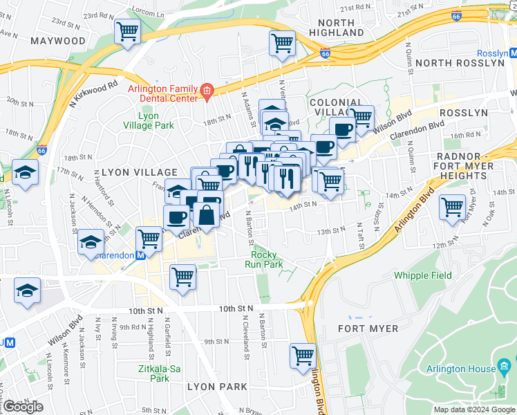map of restaurants, bars, coffee shops, grocery stores, and more near 101 Independence Avenue Southeast in Washington