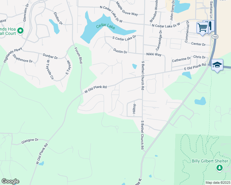 map of restaurants, bars, coffee shops, grocery stores, and more near 310 West Old Plank Road in Columbia