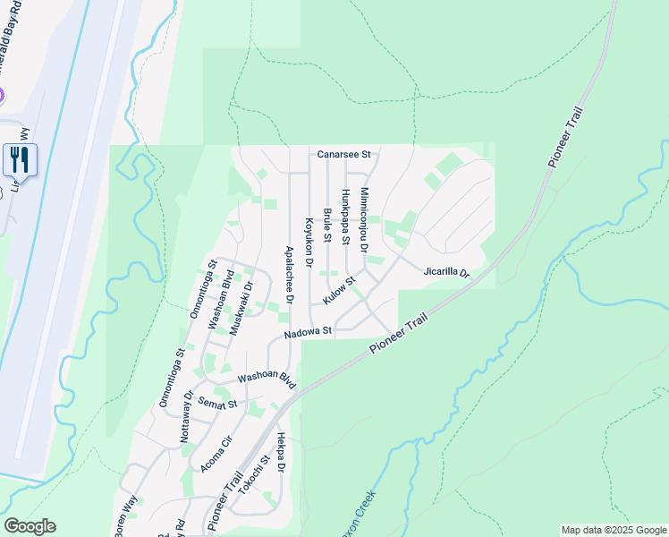 map of restaurants, bars, coffee shops, grocery stores, and more near 1164 Kulow Street in South Lake Tahoe