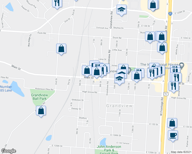 map of restaurants, bars, coffee shops, grocery stores, and more near 13004 7 Street in Grandview