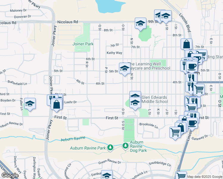 map of restaurants, bars, coffee shops, grocery stores, and more near 1655 3rd Street in Lincoln