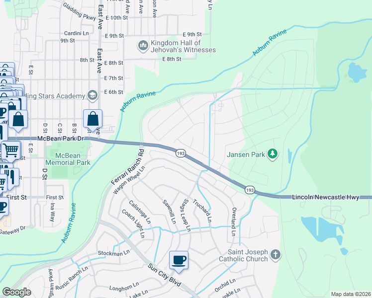 map of restaurants, bars, coffee shops, grocery stores, and more near 1165-1197 Lincoln Newcastle Highway in Lincoln