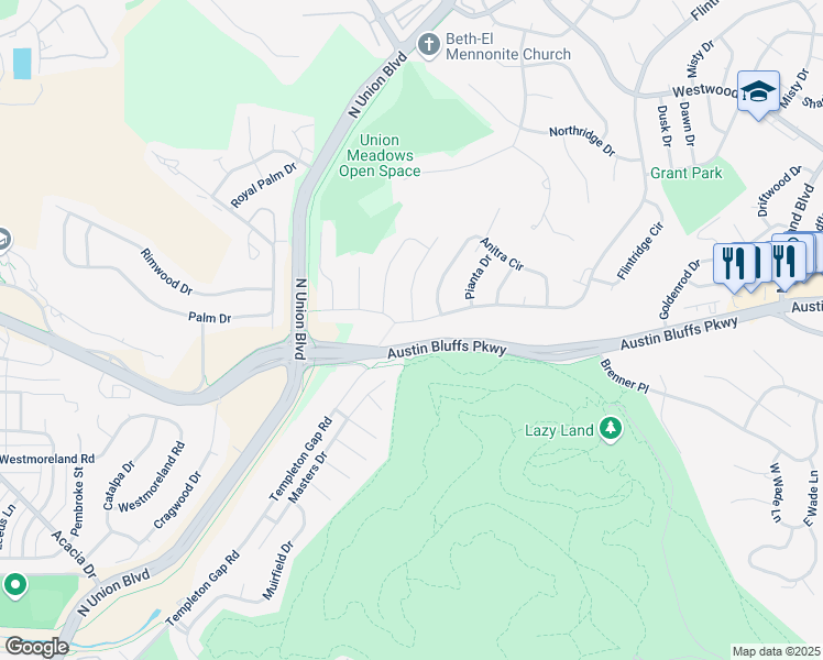 map of restaurants, bars, coffee shops, grocery stores, and more near 4103 Tumbleweed Drive in Colorado Springs