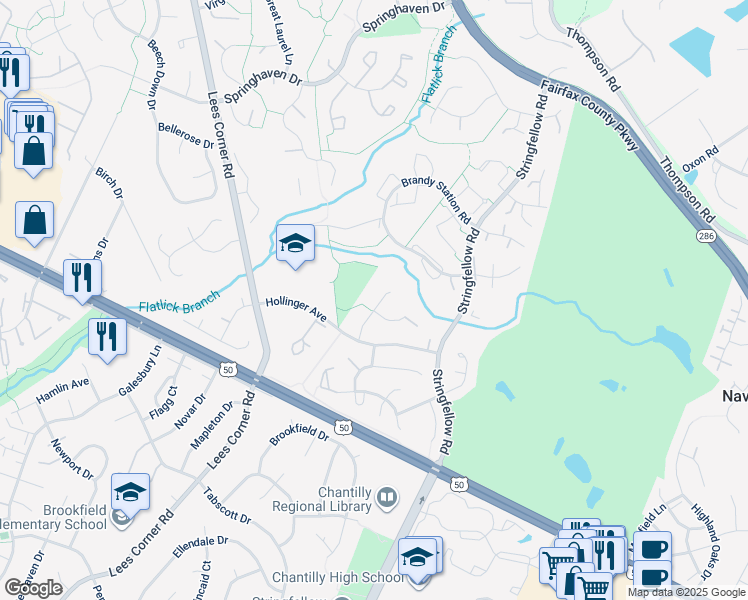 map of restaurants, bars, coffee shops, grocery stores, and more near 3880 Scibilia Road in Fairfax
