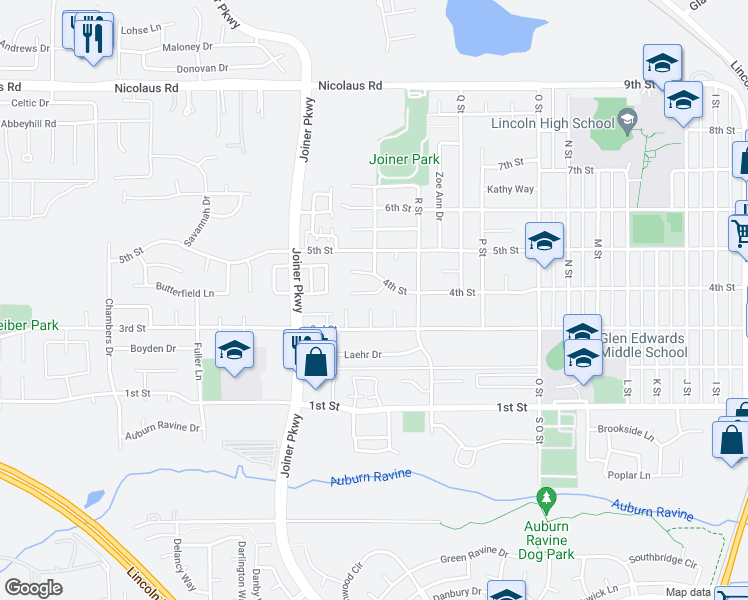map of restaurants, bars, coffee shops, grocery stores, and more near 1721 Richard Court in Lincoln
