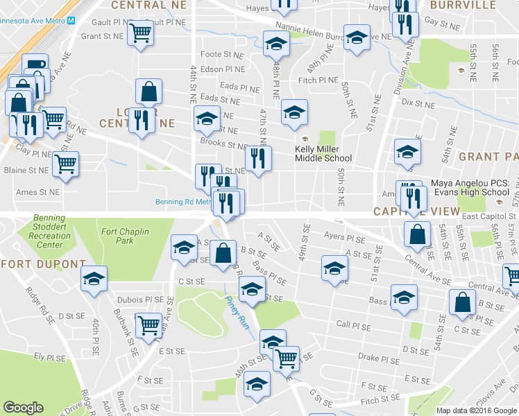 map of restaurants, bars, coffee shops, grocery stores, and more near 101 Independence Avenue Southeast in Washington