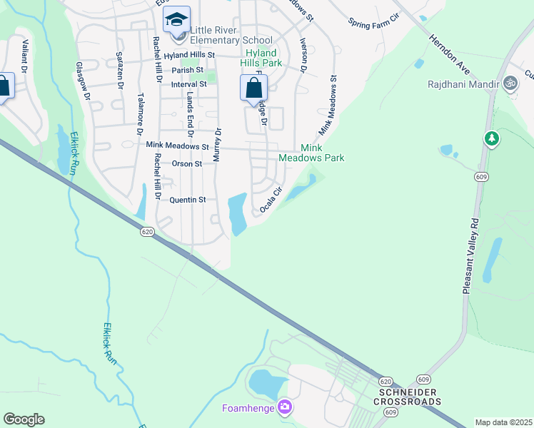 map of restaurants, bars, coffee shops, grocery stores, and more near 26266 Ocala Circle in Chantilly