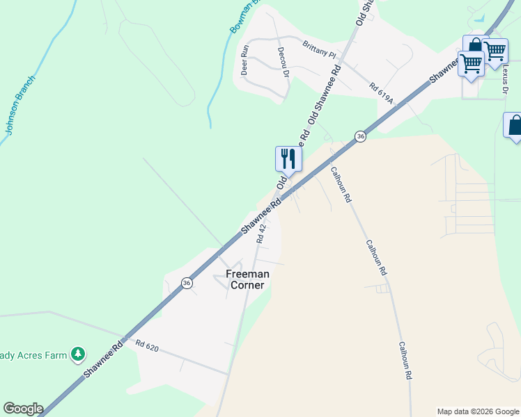 map of restaurants, bars, coffee shops, grocery stores, and more near 7058 Shawnee Road in Milford