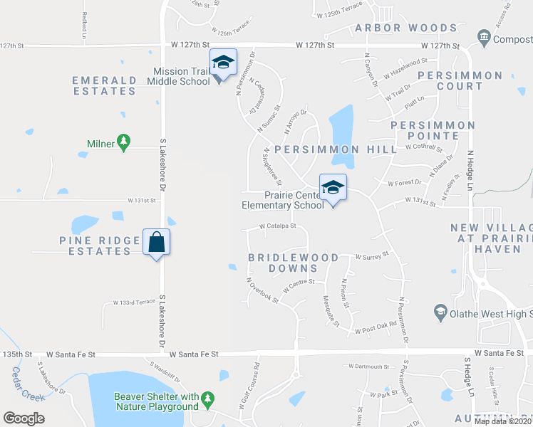 map of restaurants, bars, coffee shops, grocery stores, and more near 2651 West Whitney Street in Olathe