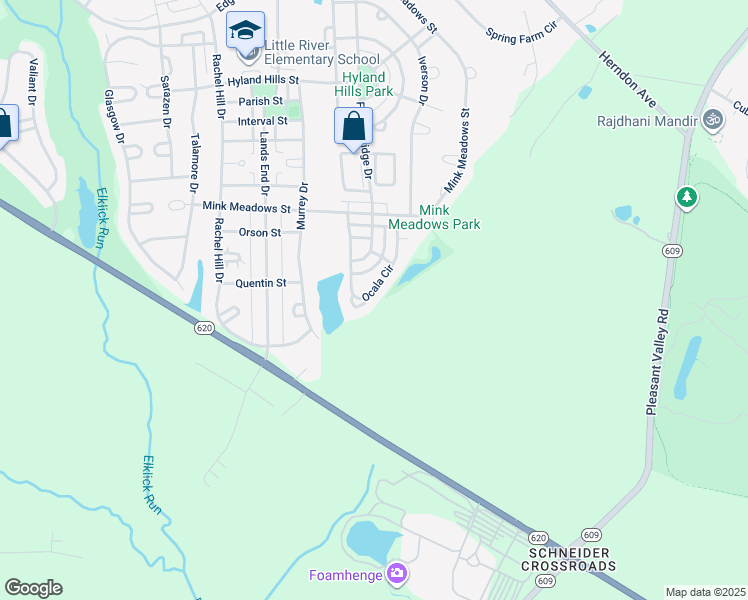 map of restaurants, bars, coffee shops, grocery stores, and more near 26262 Ocala Circle in Chantilly