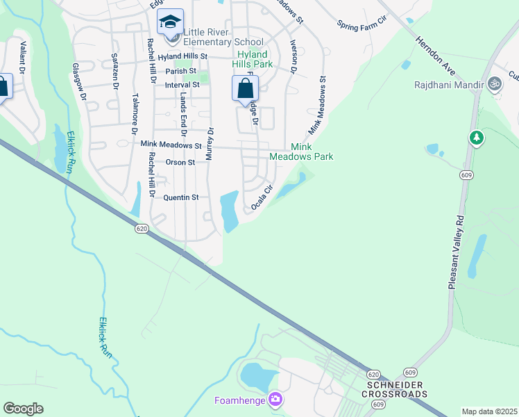 map of restaurants, bars, coffee shops, grocery stores, and more near 26262 Ocala Circle in Chantilly