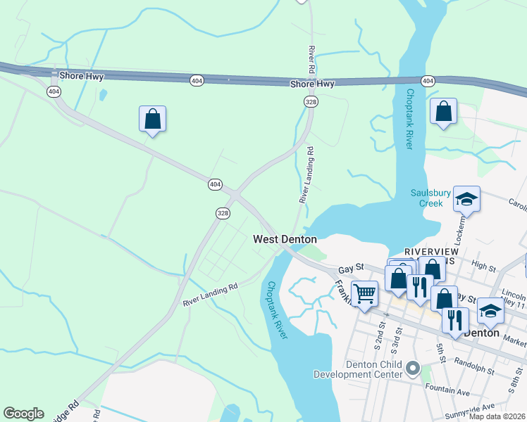 map of restaurants, bars, coffee shops, grocery stores, and more near 24880 Meeting House Rd in Denton