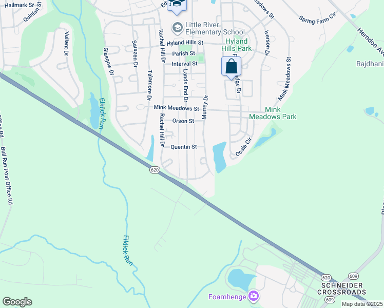 map of restaurants, bars, coffee shops, grocery stores, and more near 26208 Lands End Drive in Chantilly