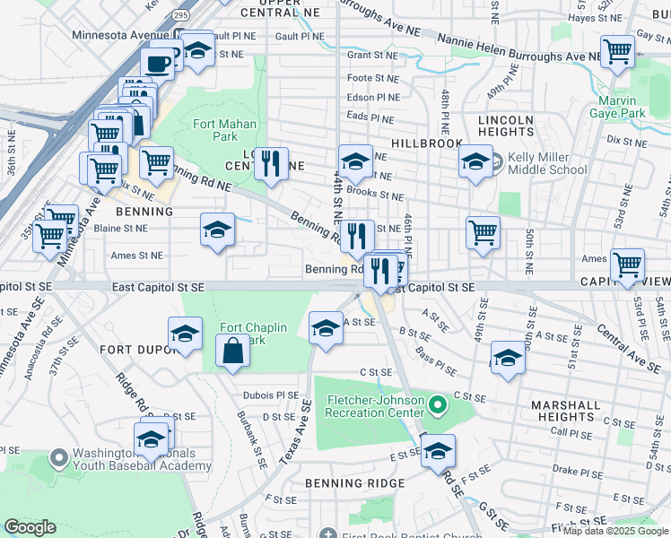 map of restaurants, bars, coffee shops, grocery stores, and more near 101 Independence Avenue Southeast in Washington