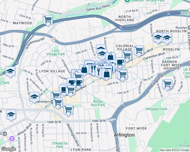 map of restaurants, bars, coffee shops, grocery stores, and more near 101 Independence Avenue Southeast in Washington