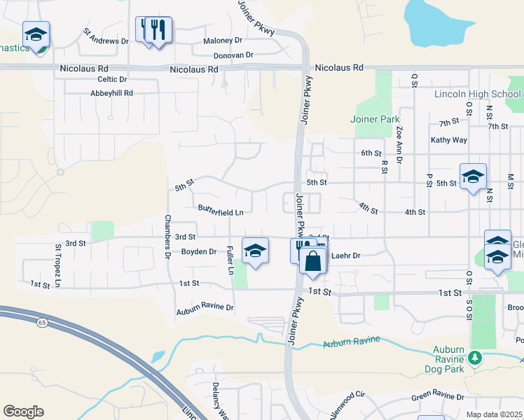 map of restaurants, bars, coffee shops, grocery stores, and more near 210 Wyatt Court in Lincoln