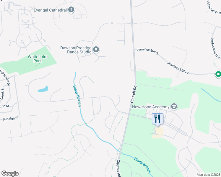 map of restaurants, bars, coffee shops, grocery stores, and more near 315 Church Road South in Upper Marlboro