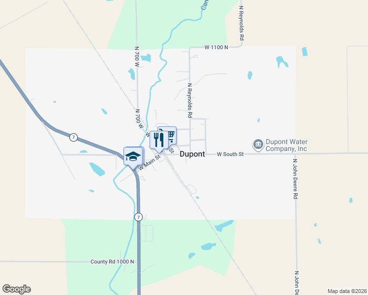 map of restaurants, bars, coffee shops, grocery stores, and more near 10537 North Reynolds Road in Dupont