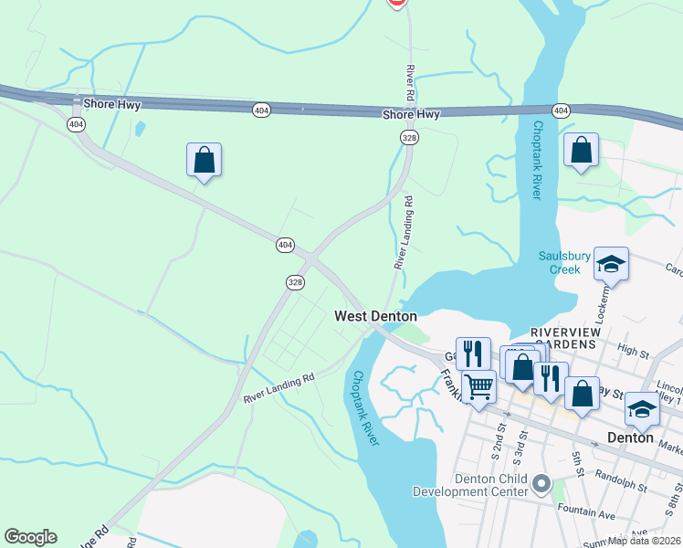 map of restaurants, bars, coffee shops, grocery stores, and more near 24880 Meeting House Road in Denton