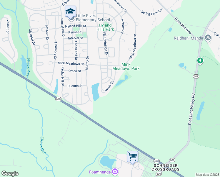 map of restaurants, bars, coffee shops, grocery stores, and more near 26254 Ocala Circle in Chantilly