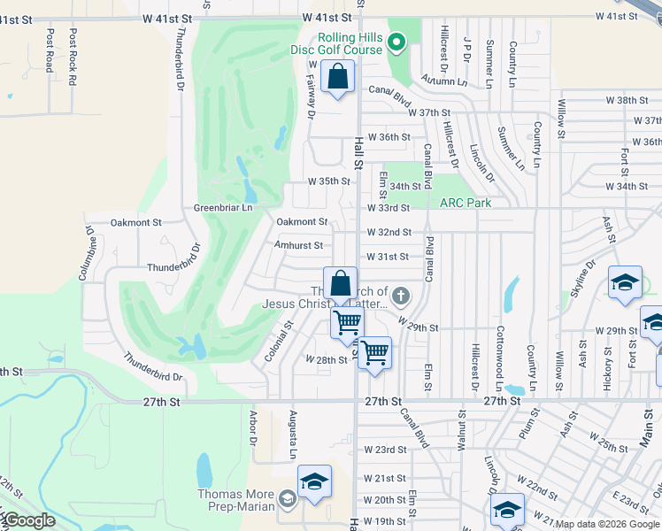 map of restaurants, bars, coffee shops, grocery stores, and more near 1101 Eldorado Lane in Hays