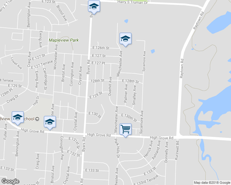 map of restaurants, bars, coffee shops, grocery stores, and more near 12820 Manchester Avenue in Grandview