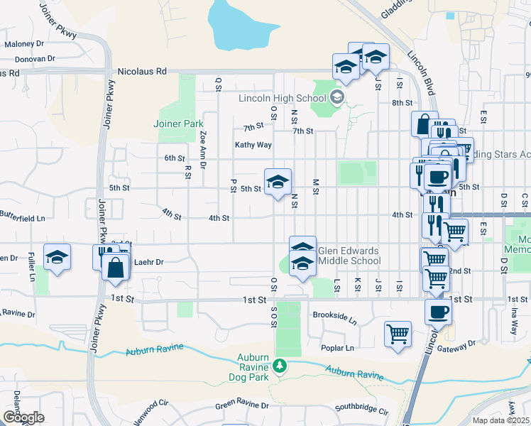 map of restaurants, bars, coffee shops, grocery stores, and more near 1502 4th Street in Lincoln