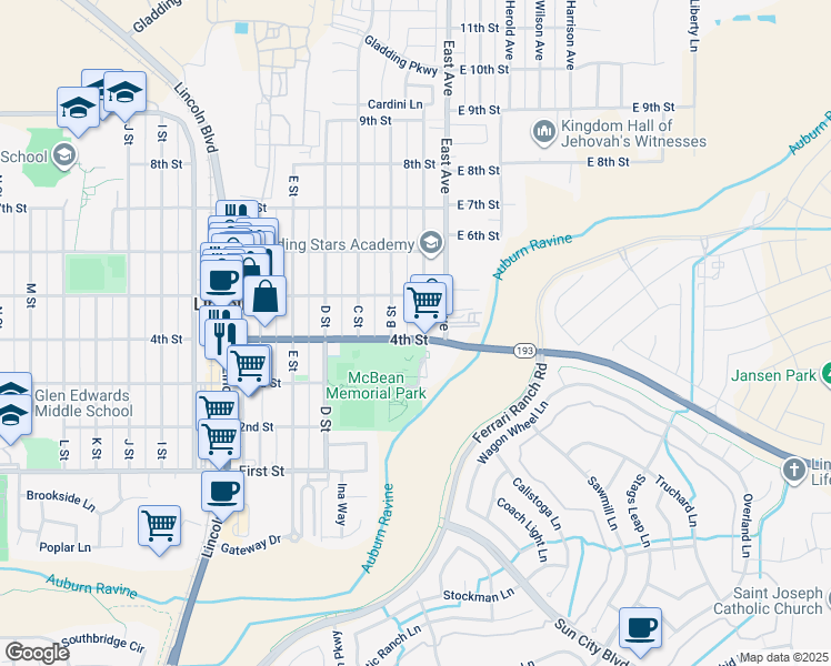 map of restaurants, bars, coffee shops, grocery stores, and more near 406 A Street in Lincoln