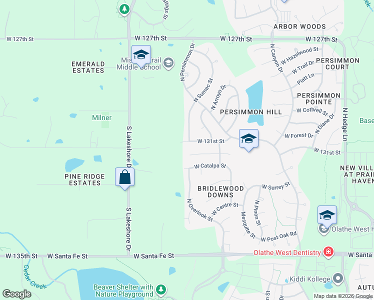 map of restaurants, bars, coffee shops, grocery stores, and more near 2656 Whitney in Olathe