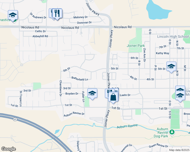 map of restaurants, bars, coffee shops, grocery stores, and more near 210 Wyatt Court in Lincoln