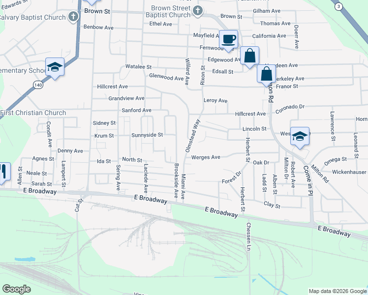 map of restaurants, bars, coffee shops, grocery stores, and more near 500 Brookside Avenue in Alton