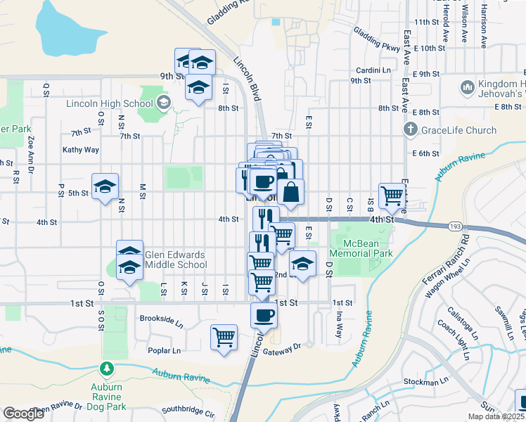 map of restaurants, bars, coffee shops, grocery stores, and more near 424 Lincoln Boulevard in Lincoln