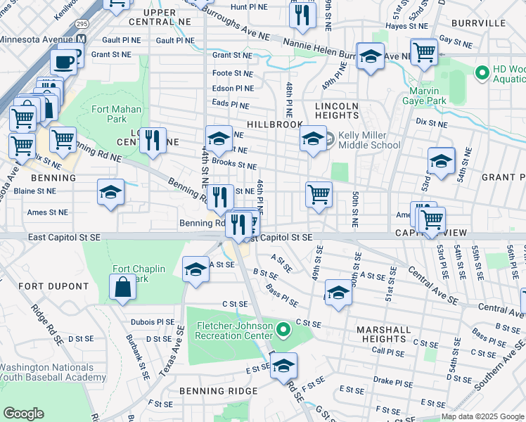 map of restaurants, bars, coffee shops, grocery stores, and more near 29 46th Place Northeast in Washington