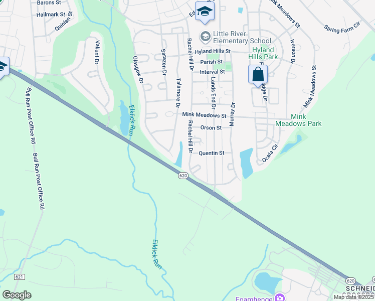 map of restaurants, bars, coffee shops, grocery stores, and more near 26157 Rachel Hill Drive in Chantilly