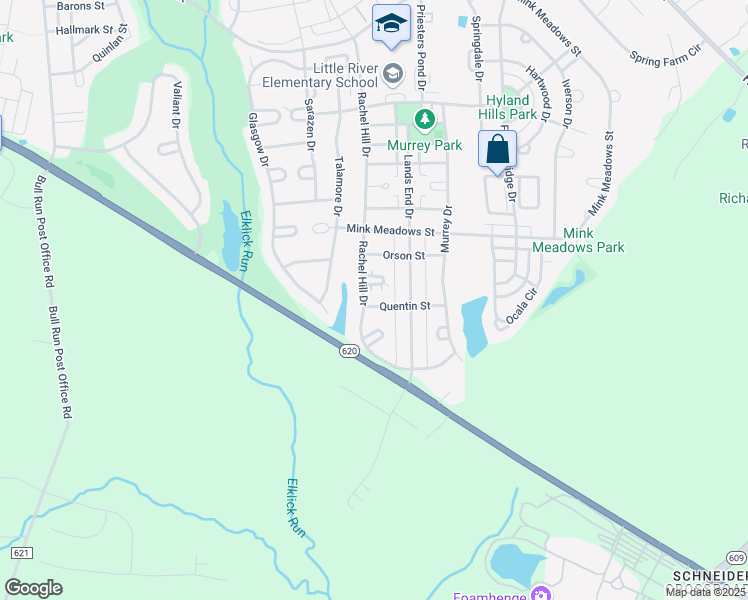 map of restaurants, bars, coffee shops, grocery stores, and more near 43444 Quentin Street in Chantilly