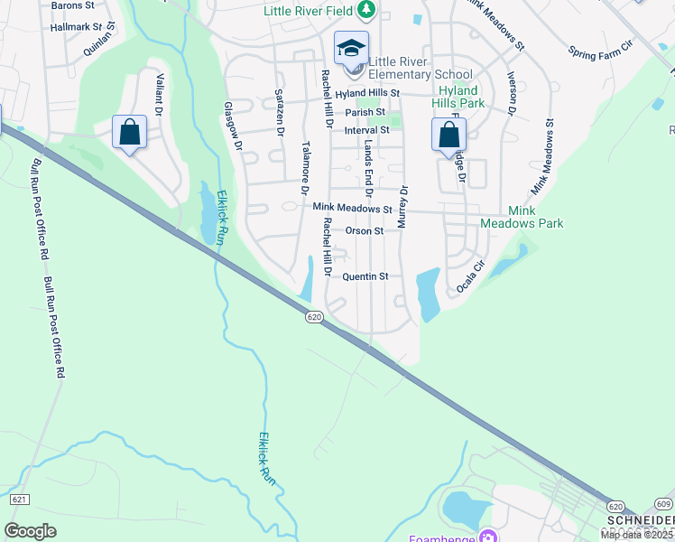 map of restaurants, bars, coffee shops, grocery stores, and more near 43444 Quentin Street in Chantilly
