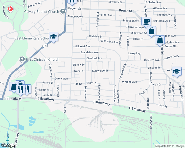 map of restaurants, bars, coffee shops, grocery stores, and more near 513 Marsh Avenue in Alton