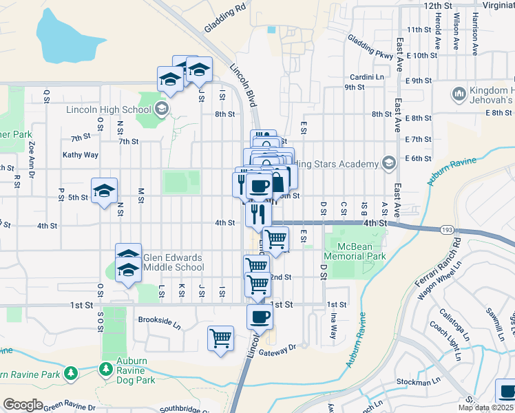 map of restaurants, bars, coffee shops, grocery stores, and more near in Lincoln