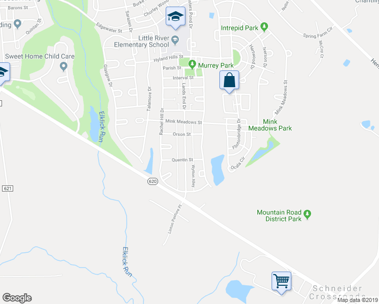map of restaurants, bars, coffee shops, grocery stores, and more near 26194 Lands End Drive in Chantilly