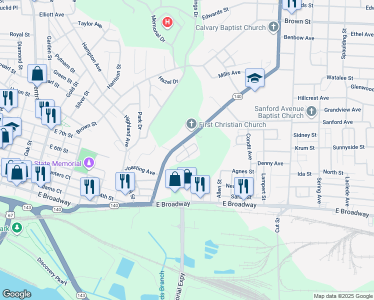map of restaurants, bars, coffee shops, grocery stores, and more near 749 Washington Avenue in Alton